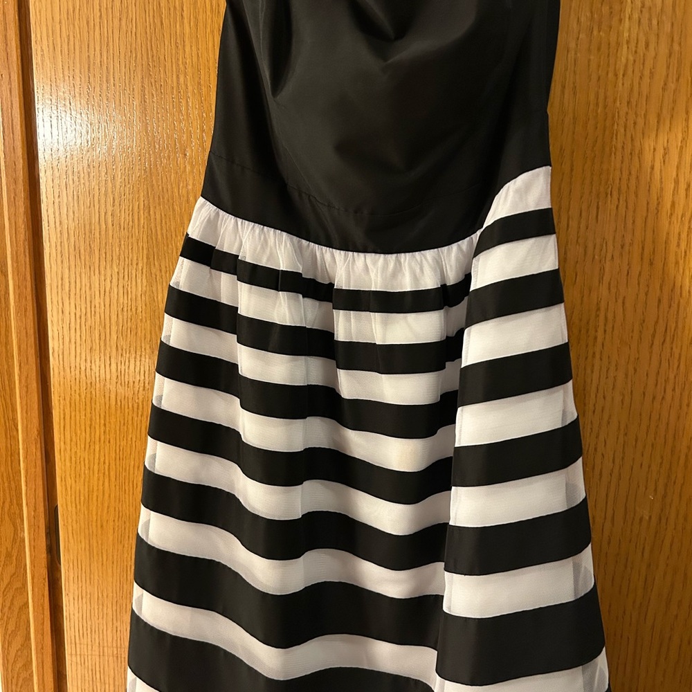 White House Black Market Black and White Fit and Flare Dress